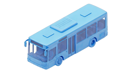 Blue Bus Isolated on White Background