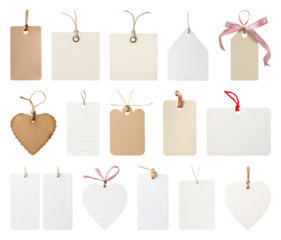 PNG Assorted blank tags with strings, element set on transparent background