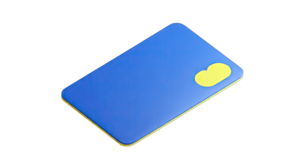 Blue Credit Card with Yellow Chip on White Background