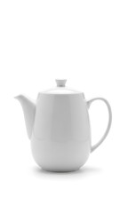 Elegant white teapot ready for brewing your favorite tea, perfect for a cozy morning or afternoon tea party, simple design, minimalistic charm
