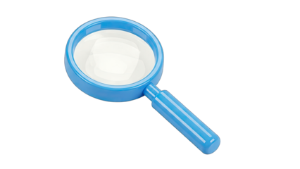 Blue Magnifying Glass Isolated on White Background