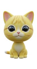 Fototapeta premium Adorable stylized feline character features disproportionately large, reflective eyes and soft yellow fur