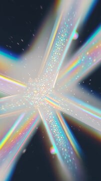 Abstract iridescent light rays forming X-shape with glowing particles &mdash; futuristic holographic texture