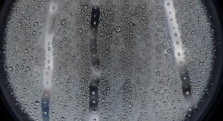 Close-up Macro View of Water Droplets on Glass Surface