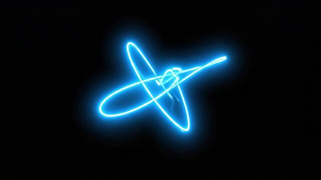 Abstract Light Painting: Neon Blue Lines Evolving Against a Black Backdrop
