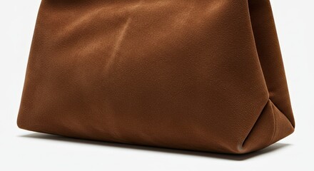 Close-up of a Brown Leather Handbag with Textured Surface and Soft Lighting