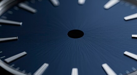Close-up of Luxury Watch Face, Blue Dial, Minimalist Design, Time Concept.