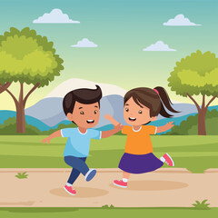 happy family on the nature