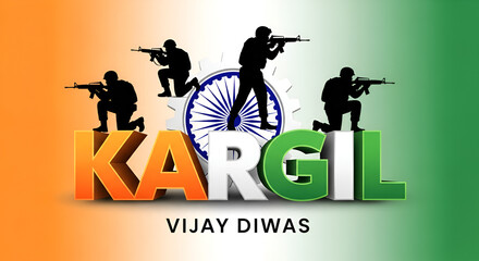 Kargil Vijay Diwas Tribute with Indian Soldiers and Tricolor Theme