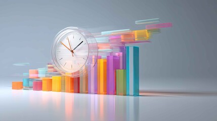 Dynamic Clock Graphic with Colorful Bar Graph Elements for Time Analysis