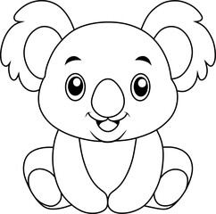 Adorable cartoon koala with bold, simple outlines, perfect as a fun and easy coloring page for kids.