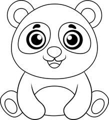 Adorable cartoon panda with bold, simple outlines, perfect as a fun and easy coloring page for kids.