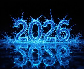2026 Water Splash Futuristic Illustration
