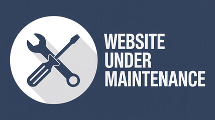Minimalist website maintenance notification with crossed tools icon for digital repair or scheduled server updates on screen