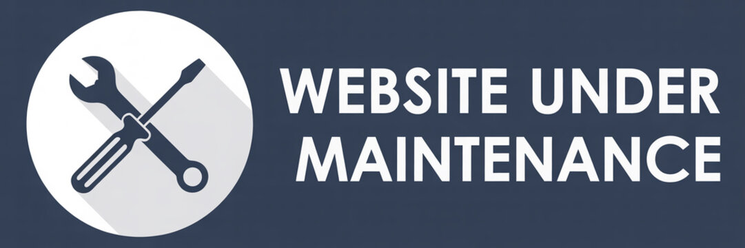 Minimalist website maintenance notification for online platform under construction, showing essential tools. - Powered by Adobe