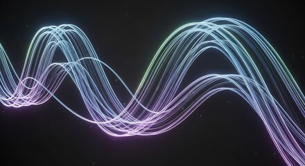 Abstract Colorful Light Waves Flowing Seamlessly on a Dark Background, Representing Energy and Movement