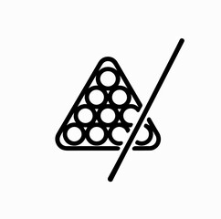 Billiard Balls in Triangle Rack with Cue Stick &ndash; Pixel Perfect Linear Icon
