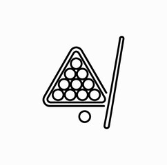 Billiard Balls in Triangle Rack with Cue Stick &ndash; Pixel Perfect Linear Icon