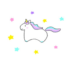 落書き風のかわいいユニコーン(馬)