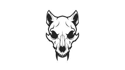 Eerie Canine Skull: A stark monochrome illustration of a canine skull, exuding a sense of both the raw power and the quiet finality of existence.