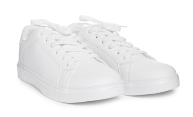 Pair of stylish sneakers isolated on white