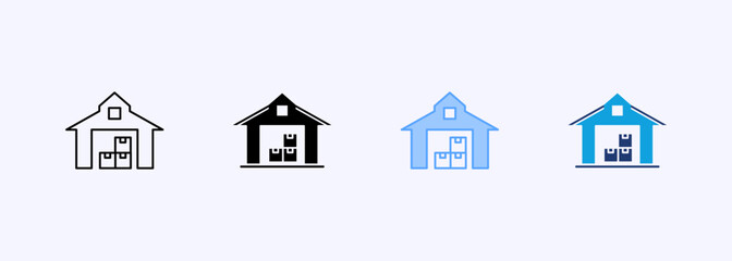 Fototapeta premium Warehouse Icon Set Multiple Style Collection Element For Design