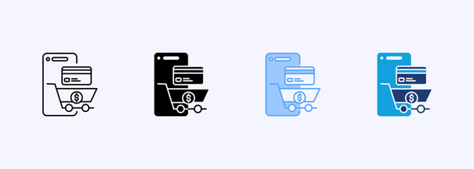 Mobile Shop Payment Icon Set Multiple Style Collection Element For Design