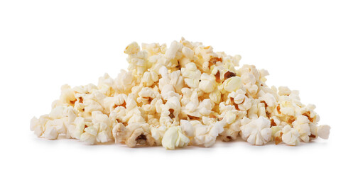 Pile of tasty popcorn isolated on white