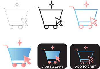 Modern E-commerce Add-to-Cart Button and Shopping Cart Icon Collection, Designed for Seamless Online Retail Experiences and Digital User Interfaces