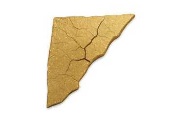 Gold cracked fragment showing ancient texture with transparent background