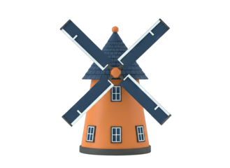 Cartoon Windmill Isolated on White Background