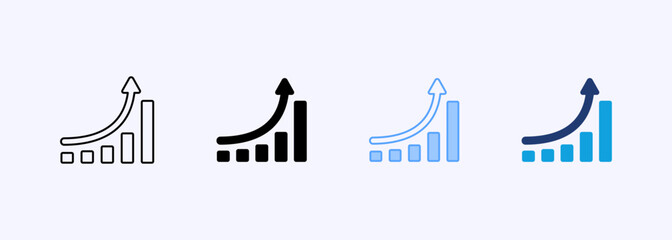 Growth Chart Icon Set Multiple Style Collection Element For Design