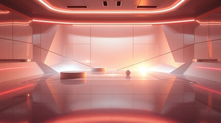 Futuristic 3D Abstract Scene with Hyper-Realistic Depth, Lighting, and Holographic Elements