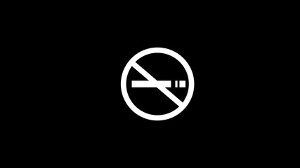 No Smoking Icon Animation on Clean Black Background | Cigarette Ban Motion Graphic | Health Warning Symbol | Minimal Looping Animation for Awareness and Safety Design