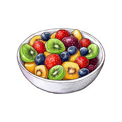 fruits salad hand drawn vector illustration