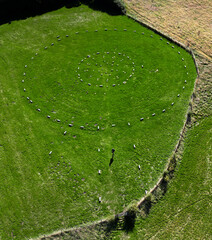 The Sanctuary at Overton Hill, Avebury. Concrete slabs mark position of 6 wood post rings, 2 stone rings and avenue of ritual site. 3000 BC
