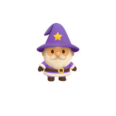 3D Illustration of an old witch in a purple costume