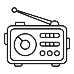 Retro portable radio with antenna and dials illustration