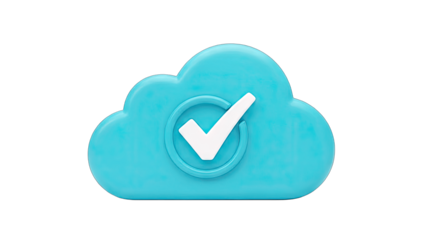 Cloud Icon with Check Mark: Approved and Verified Concept