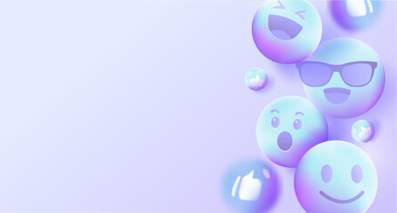 Floating Gradient Emojis on Soft Purple Background