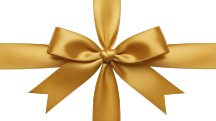 Elegant Golden Ribbon Bow for Festive Occasions on a Transparent Background PNG image