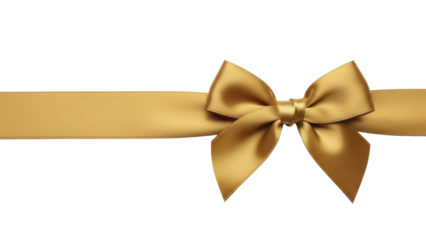  Golden satin ribbon and bow on a transparent background PNG image PNG file