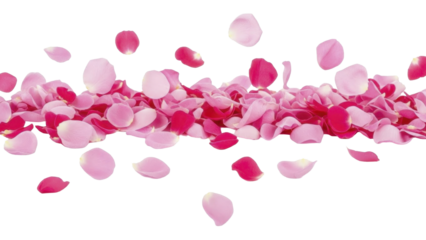 Falling Pink Rose Petals PNG Image on a Transparent Background for Valentine's Day or Wedding Celebration