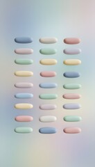 Minimalist abstract grid of softly colored oval shapes arranged symmetrically on a blurred pastel gradient backdrop, offering a modern and calm aesthetic