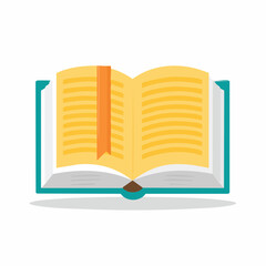 Open Book with Orange Bookmark Illustration.