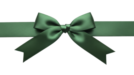 Elegant green satin ribbon bow, on a transparent background, PNG image, PNG file