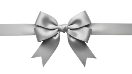 Silver satin bow, transparent PNG image, Valentine's Day PNG file.