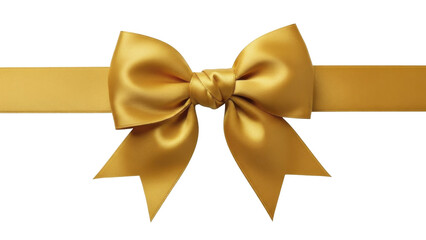 Fototapeta premium Golden satin ribbon bow on a transparent background PNG image for Valentine's Day