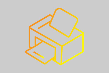 This image is an isometric illustration of a printer icon.