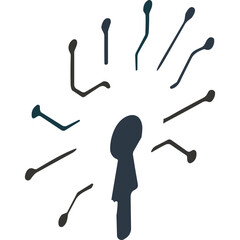 Abstract Representation of a Central Figure with Radiating Lines and Abstract Shapes Against a Dark Background Suggesting Connection or Growth